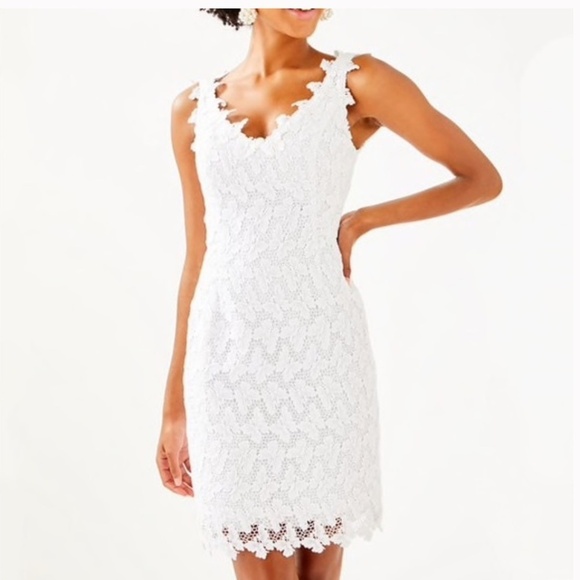 Lilly Pulitzer Reeve Resort White Papillion Sheath Dress Size 8 - EUC - Picture 2 of 9